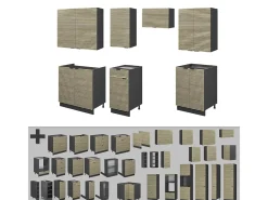 Mueble de cocina panel de roble/antracita 240x60x81.6 fame-line
