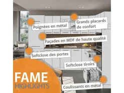 Mueble de cocina panel de roble/roble goldkraft 235x60x81.6 fame-line