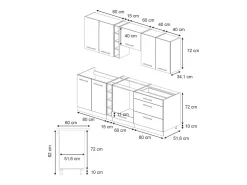 Mueble de cocina panel de roble/roble goldkraft 235x60x81.6 fame-line