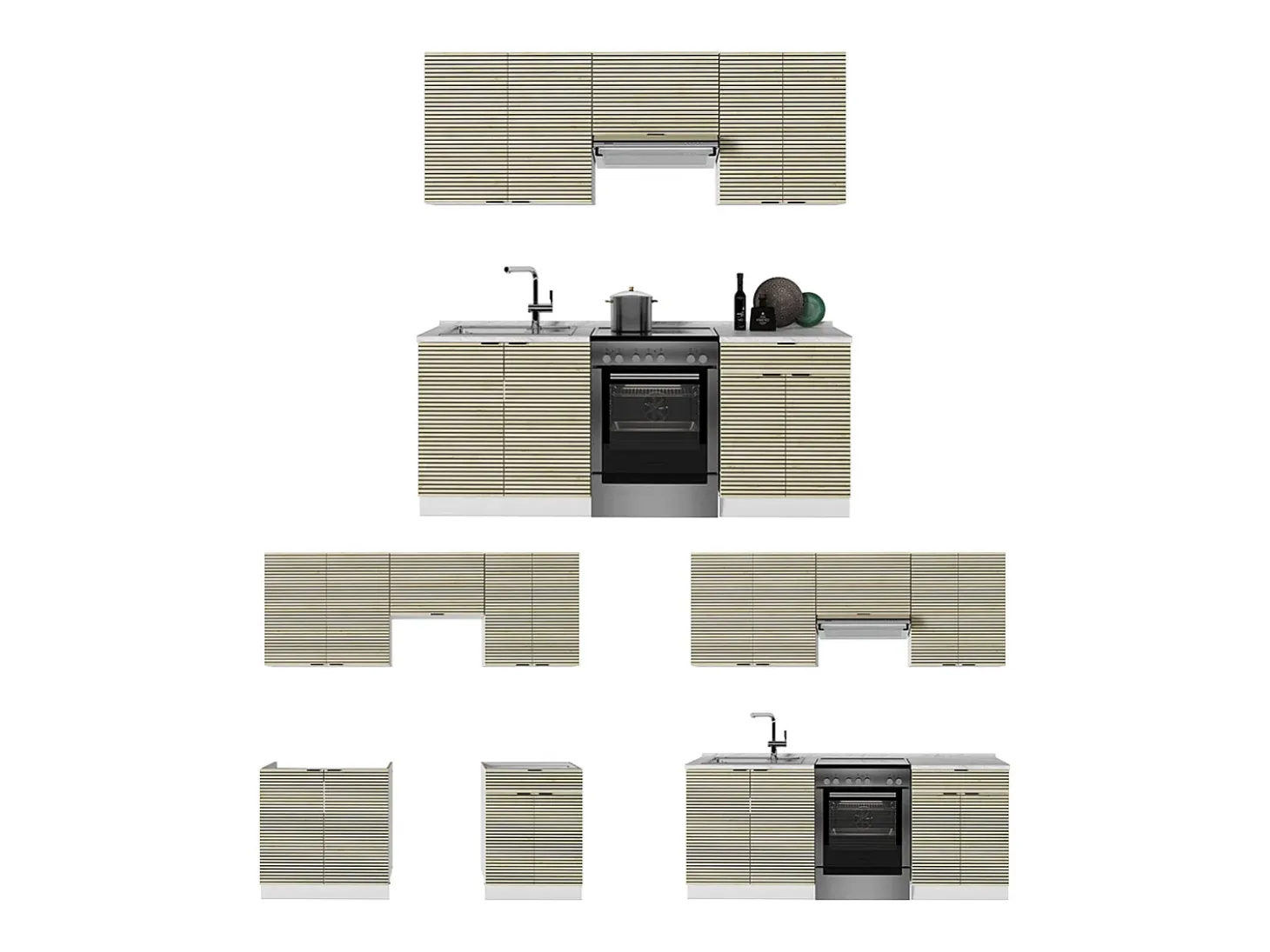 Mueble de cocina panel roble/blanco 200x60x81.6 fame-line