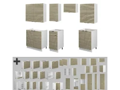 Mueble de cocina panel roble/blanco 240x60x81.6 fame-line