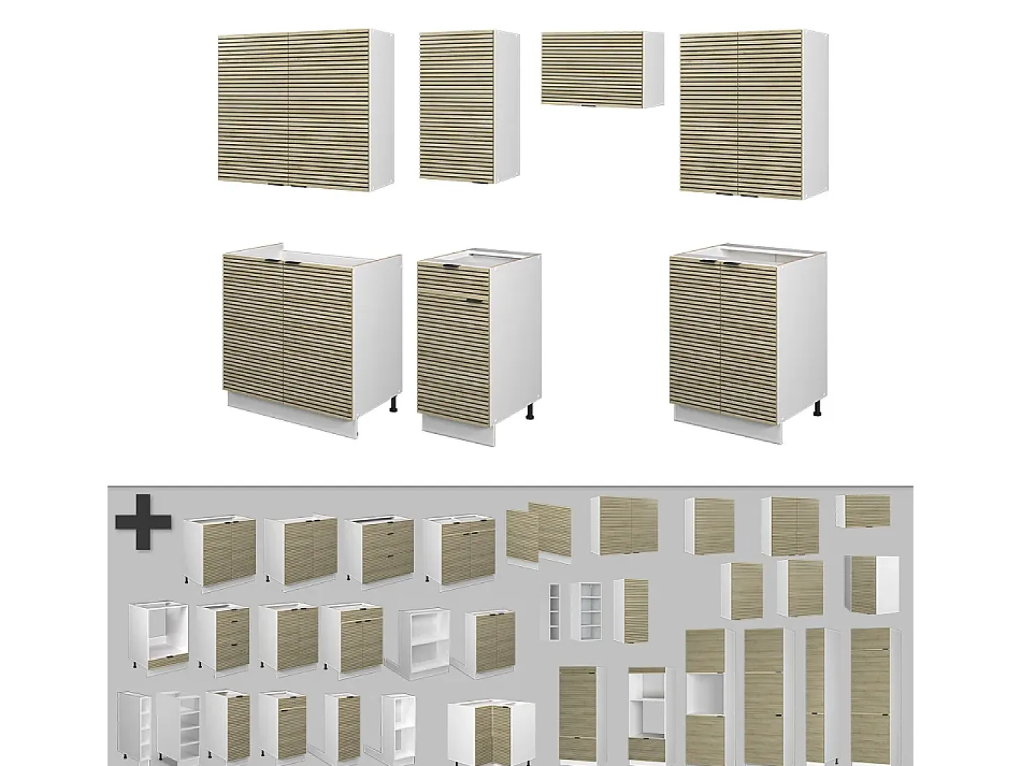 Mueble de cocina panel roble/blanco 240x46x81.6 fame-line