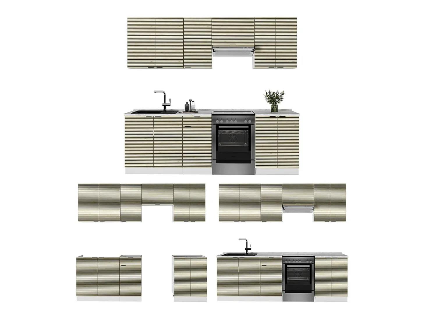 Mueble de cocina panel roble/blanco 240x46x81.6 fame-line