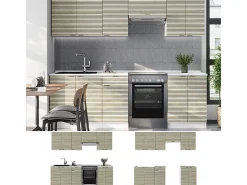 Mueble de cocina panel roble/blanco 240x46x81.6 fame-line