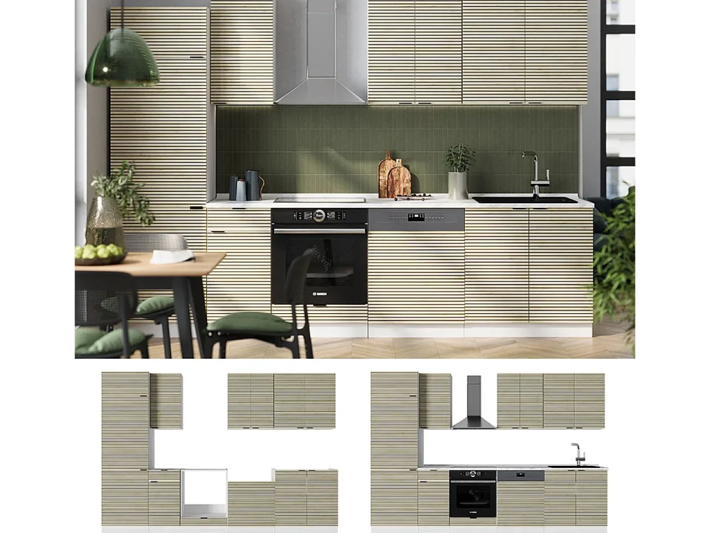 Mueble de cocina panel roble/blanco 300x46x81.6 fame-line