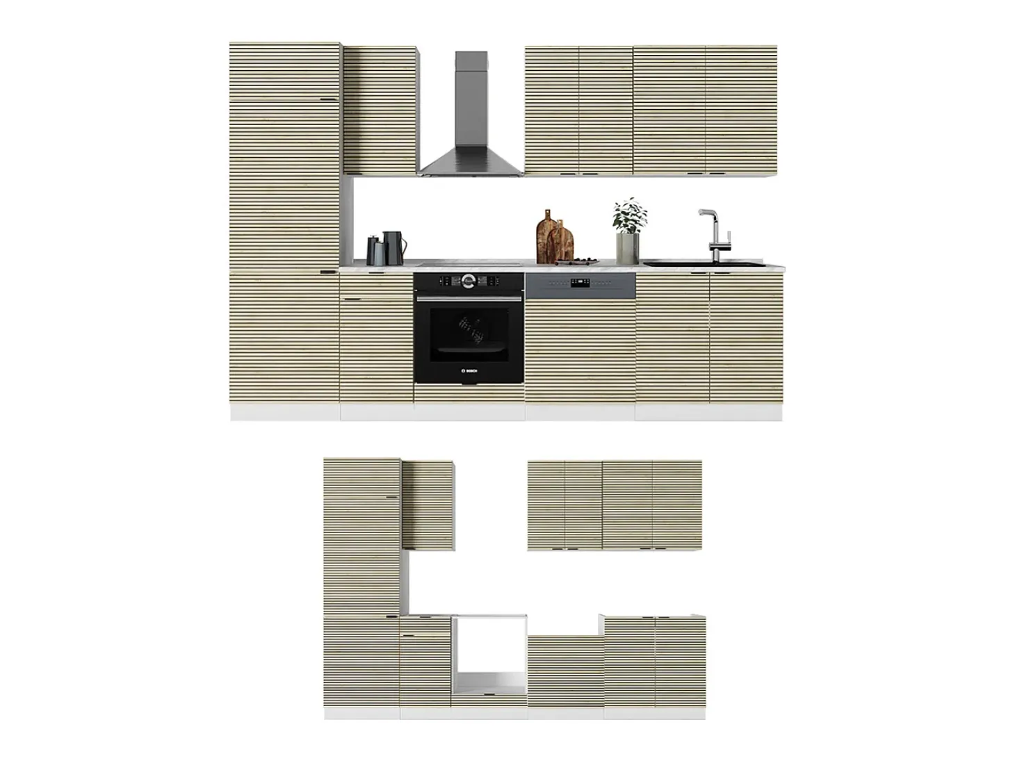 Mueble de cocina panel roble/blanco 300x46x81.6 fame-line