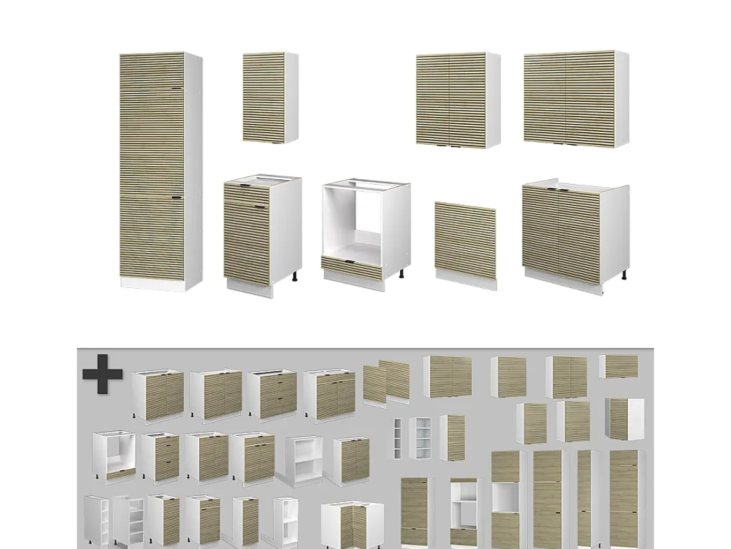 Mueble de cocina panel roble/blanco 300x46x81.6 fame-line