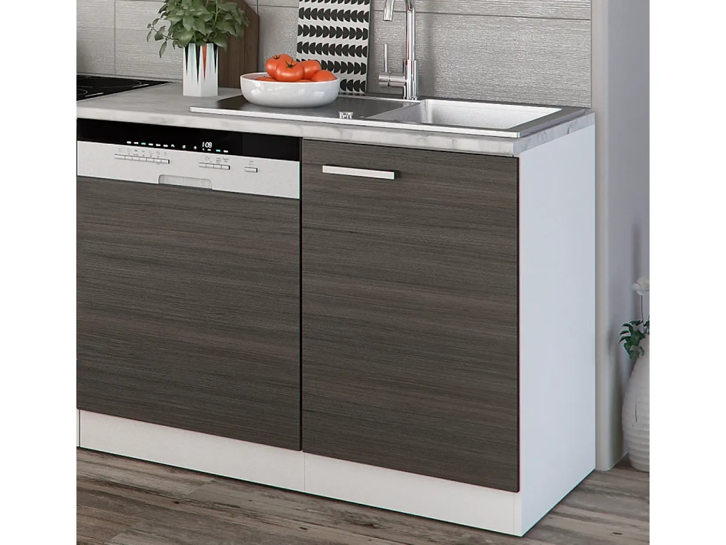 Mueble de cocina precioso gris/blanco 270x46x81.6 optima