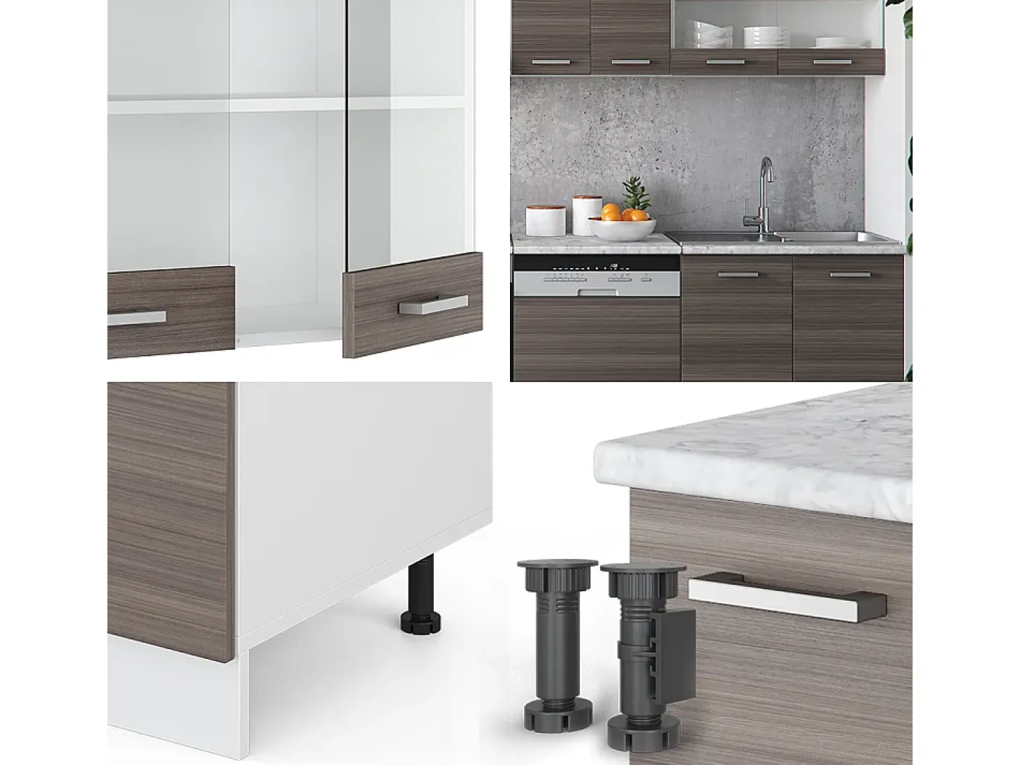 Mueble de cocina precioso gris/blanco 300x60x81.6 r-line