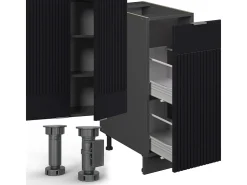 Mueble de cocina rayas negras/antracita 280x46x81.6 fame-line