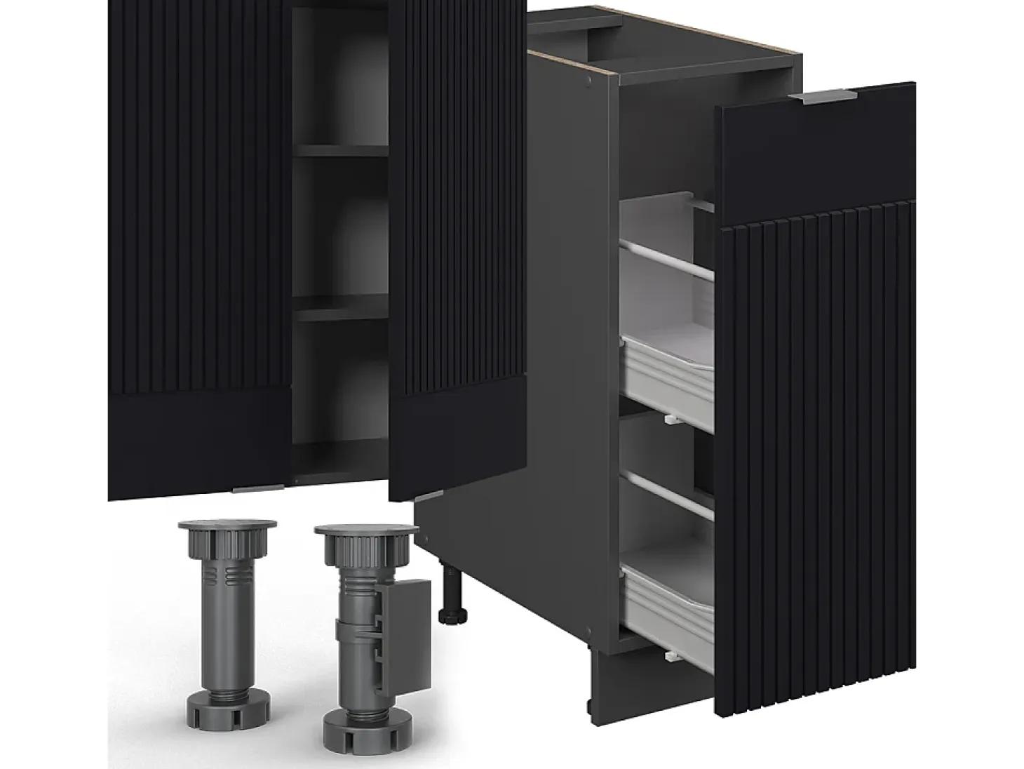 Mueble de cocina rayas negras/antracita 280x46x81.6 fame-line