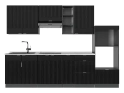 Mueble de cocina rayas negras/antracita 280x46x81.6 fame-line