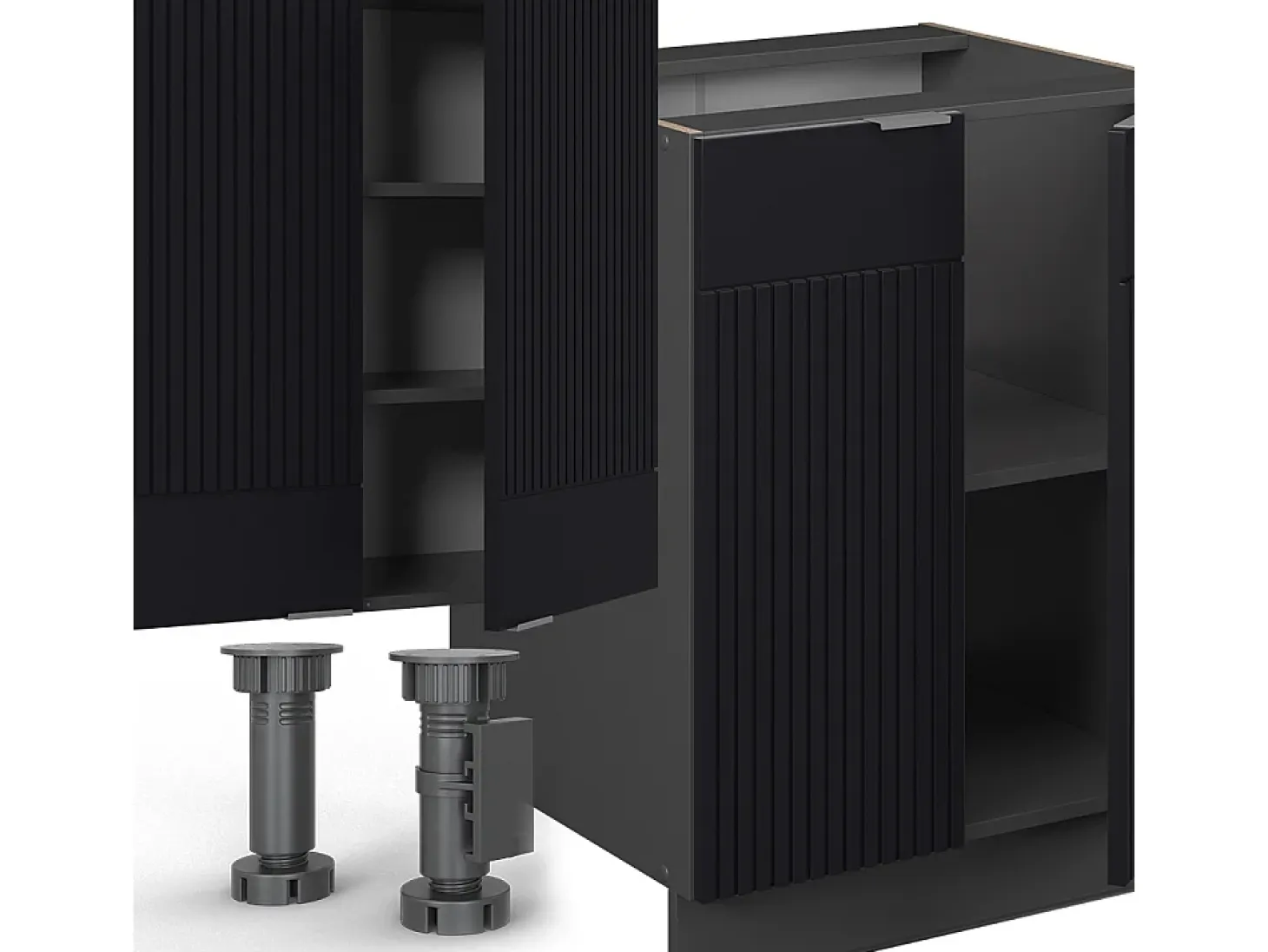 Mueble de cocina rayas negras/antracita 300x60x81.6 fame-line
