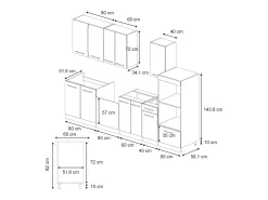 Mueble de cocina rayas negras/antracita 300x60x81.6 fame-line