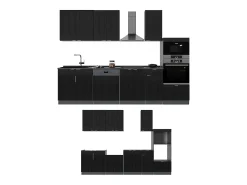 Mueble de cocina rayas negras/antracita 300x60x81.6 fame-line