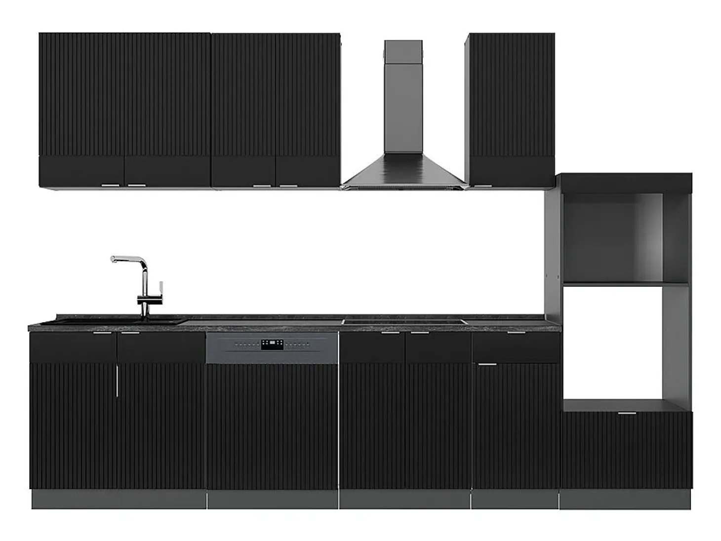 Mueble de cocina rayas negras/antracita 300x60x81.6 fame-line