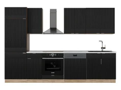 Mueble de cocina rayas negras/roble dorado 300x60x81.6 fame-line