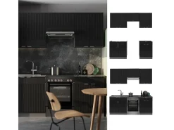 Mueble de cocina rayas negras/antracita 200x46x81.6 fame-line