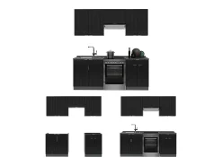 Mueble de cocina rayas negras/antracita 200x46x81.6 fame-line