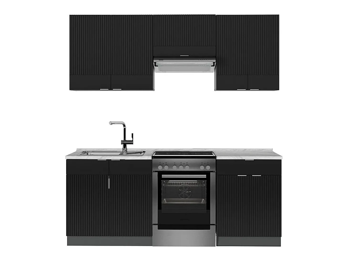 Mueble de cocina rayas negras/antracita 200x46x81.6 fame-line