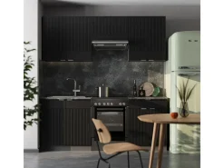 Mueble de cocina rayas negras/antracita 200x46x81.6 fame-line