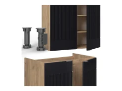Mueble de cocina rayas negras/roble dorado 200x46x81.6 fame-line
