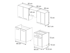 Mueble de cocina rayas negras/roble dorado 200x46x81.6 fame-line