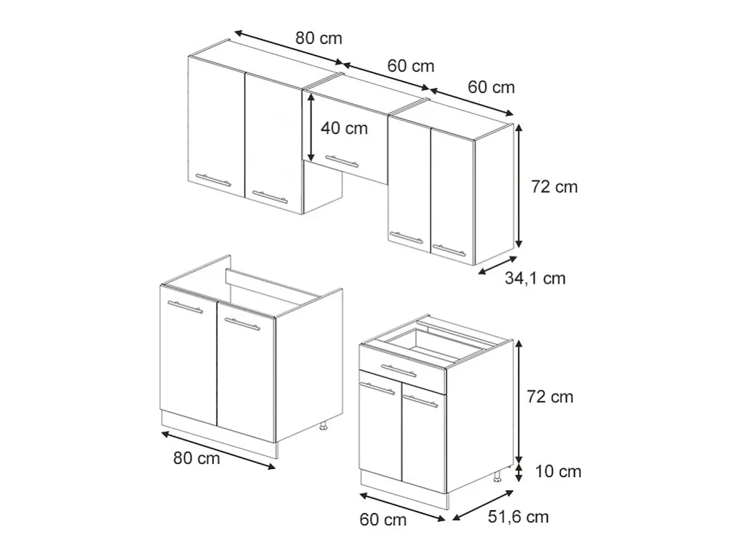 Mueble de cocina rayas negras/roble dorado 200x46x81.6 fame-line