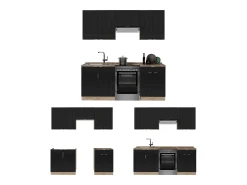 Mueble de cocina rayas negras/roble dorado 200x46x81.6 fame-line