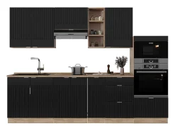 Mueble de cocina rayas negras/roble dorado 280x60x81.6 fame-line