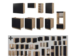 Mueble de cocina rayas negras/roble dorado 280x60x81.6 fame-line