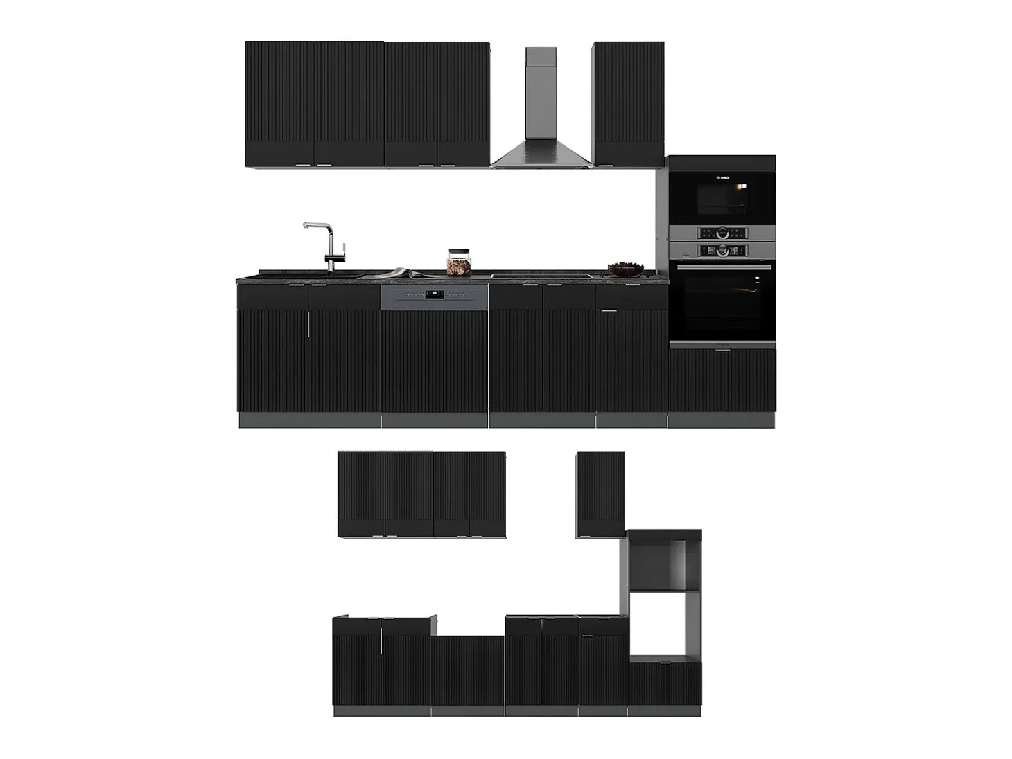 Mueble de cocina rayas negras/antracita 300x46x81.6 fame-line