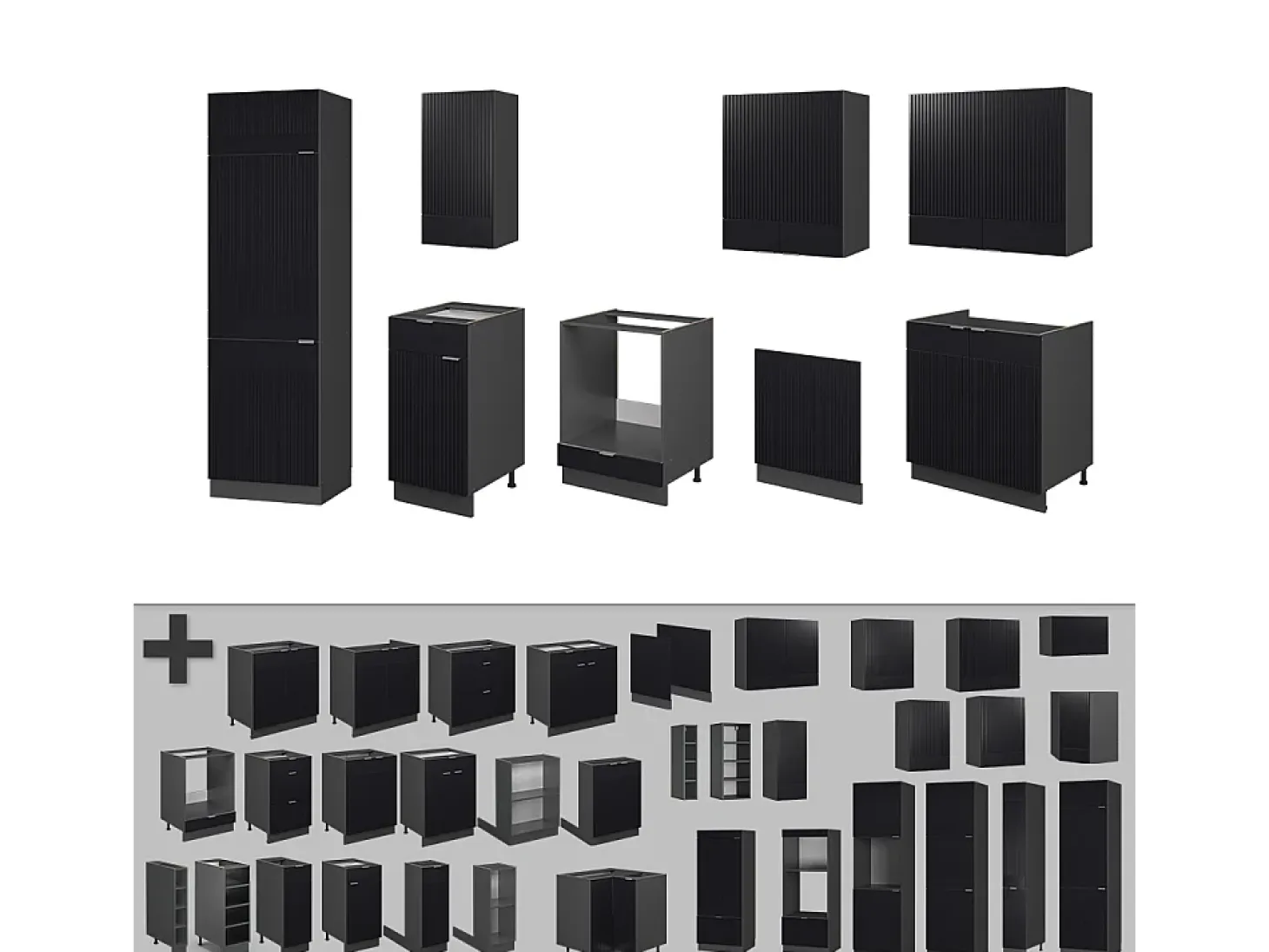 Mueble de cocina rayas negras/antracita 300x46x81.6 fame-line