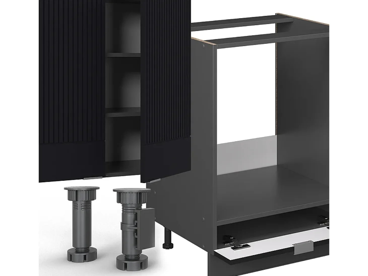 Mueble de cocina rayas negras/antracita 300x46x81.6 fame-line