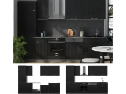 Mueble de cocina rayas negras/antracita 300x46x81.6 fame-line