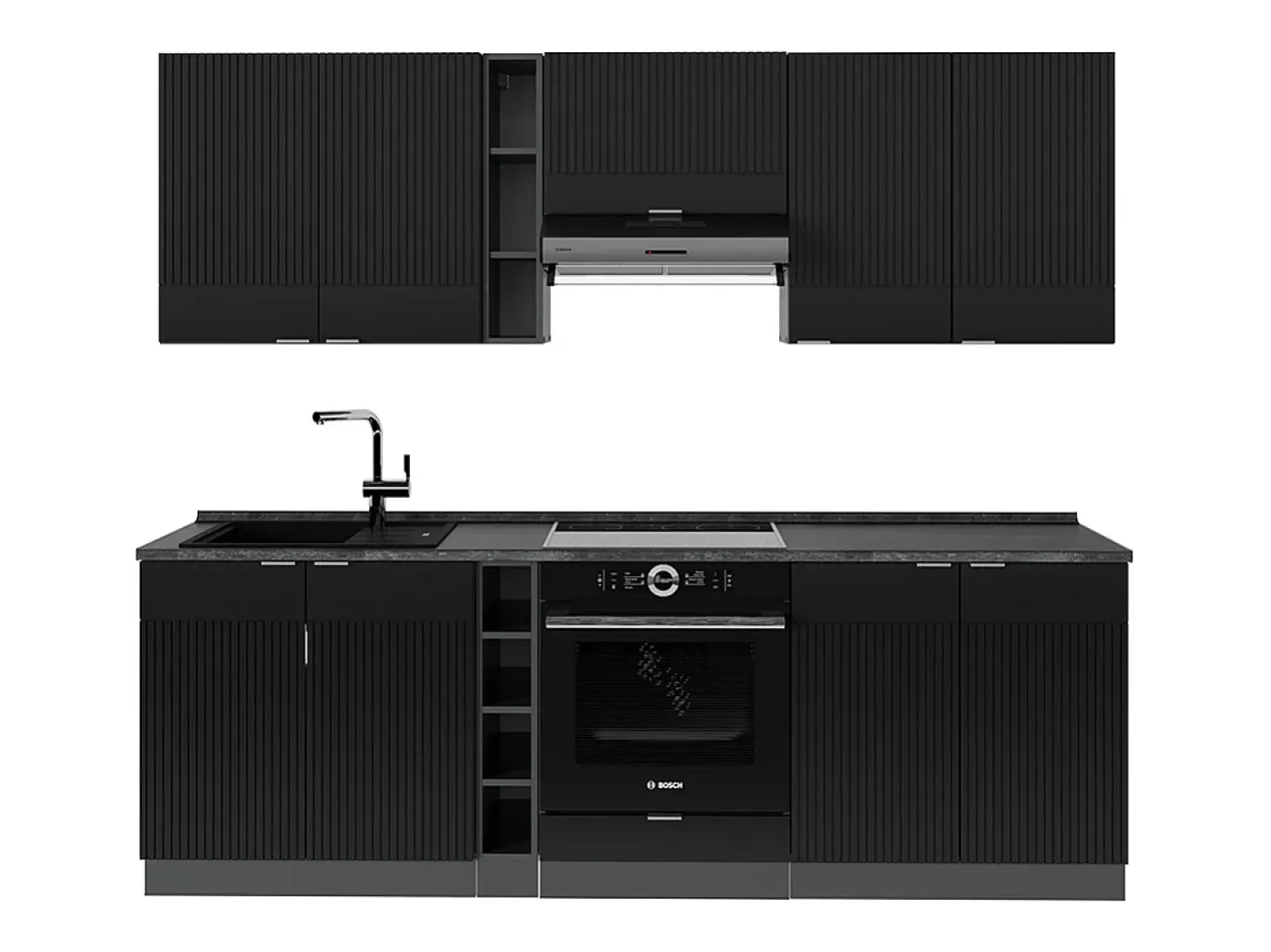 Mueble de cocina rayas negras/antracita 235x60x81.6 fame-line