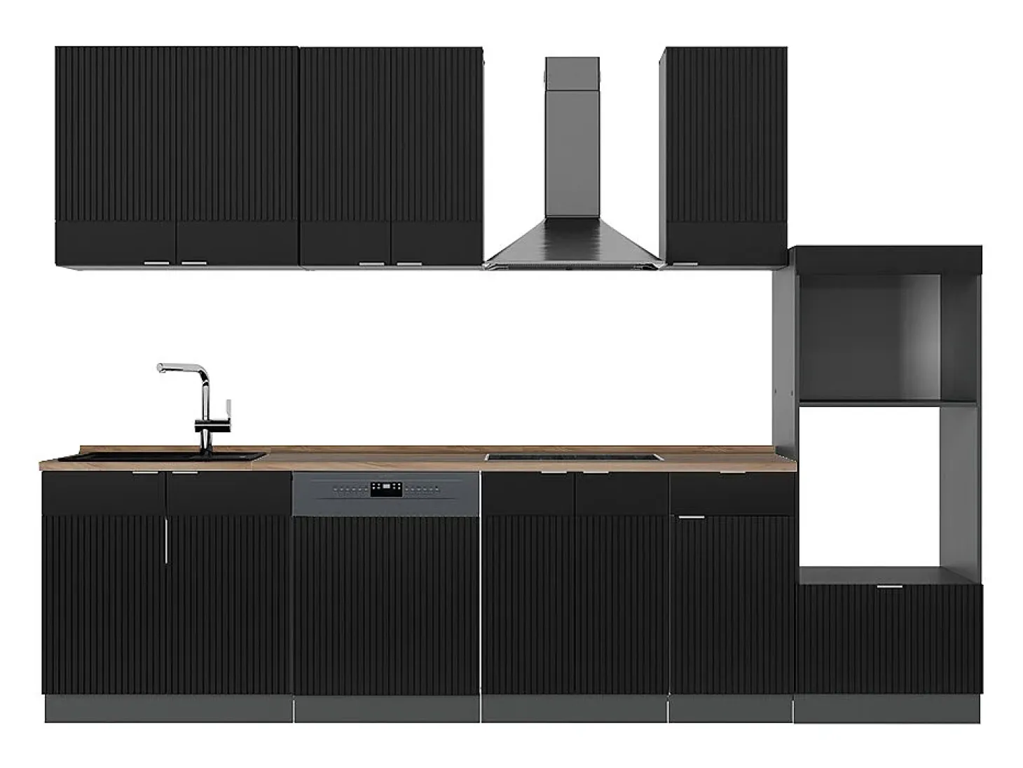 Mueble de cocina rayas negras/antracita 300x60x81.6 fame-line