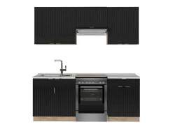 Mueble de cocina rayas negras/roble dorado 200x60x81.6 fame-line