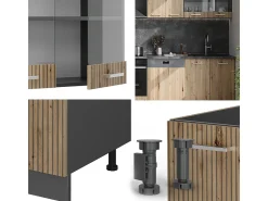 Mueble de cocina roble artesanal/antracita 300x60x81.6 r-line