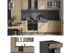 Mueble de cocina roble artesanal/antracita 300x60x81.6 r-line