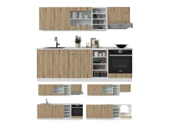 Mueble de cocina roble artesanal/blanco 240x60x81.6 r-line