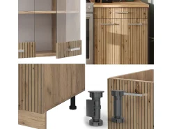 Mueble de cocina roble artesanal/roble dorado 200x60x81.6 r-line
