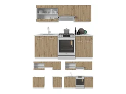 Mueble de cocina roble artesanal/blanco 200x60x81.6 r-line