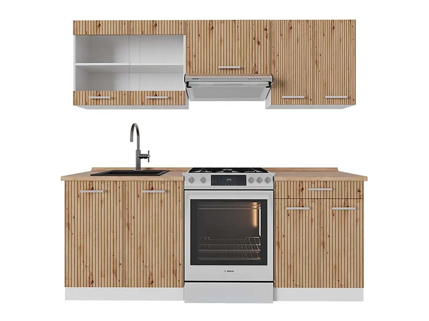 Mueble de cocina roble artesanal/blanco 200x60x81.6 r-line