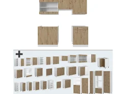 Mueble de cocina roble artesanal/blanco 200x60x81.6 r-line
