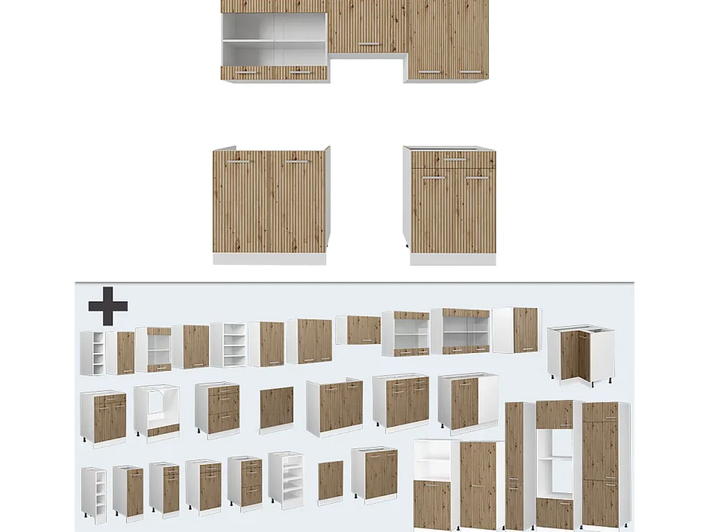 Mueble de cocina roble artesanal/blanco 200x60x81.6 r-line