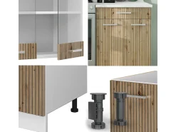 Mueble de cocina roble artesanal/blanco 200x60x81.6 r-line