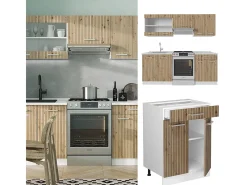 Mueble de cocina roble artesanal/blanco 200x60x81.6 r-line