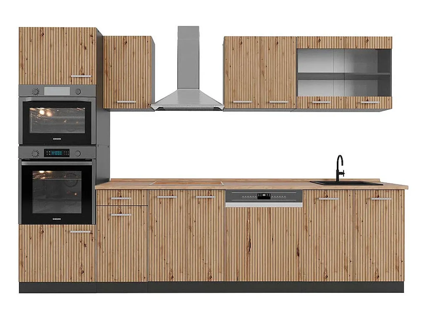 Mueble de cocina roble artesanal/antracita 300x60x81.6 r-line