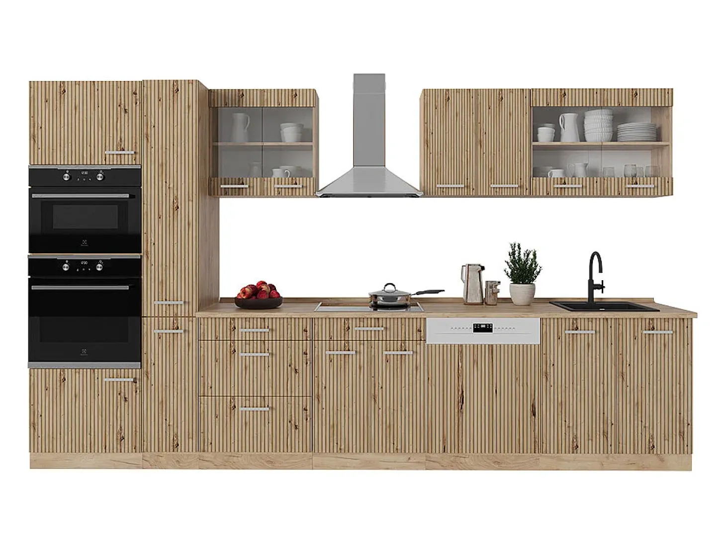 Mueble de cocina roble artesanal/antracita 300x60x81.6 r-line